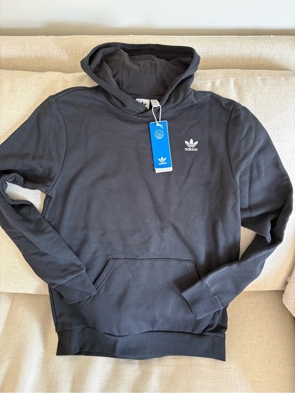Adidas Black Trefoil Logo Pullover Hoodie